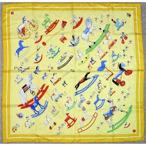 Hermes Yellow Rocking Horse Toy Scarf